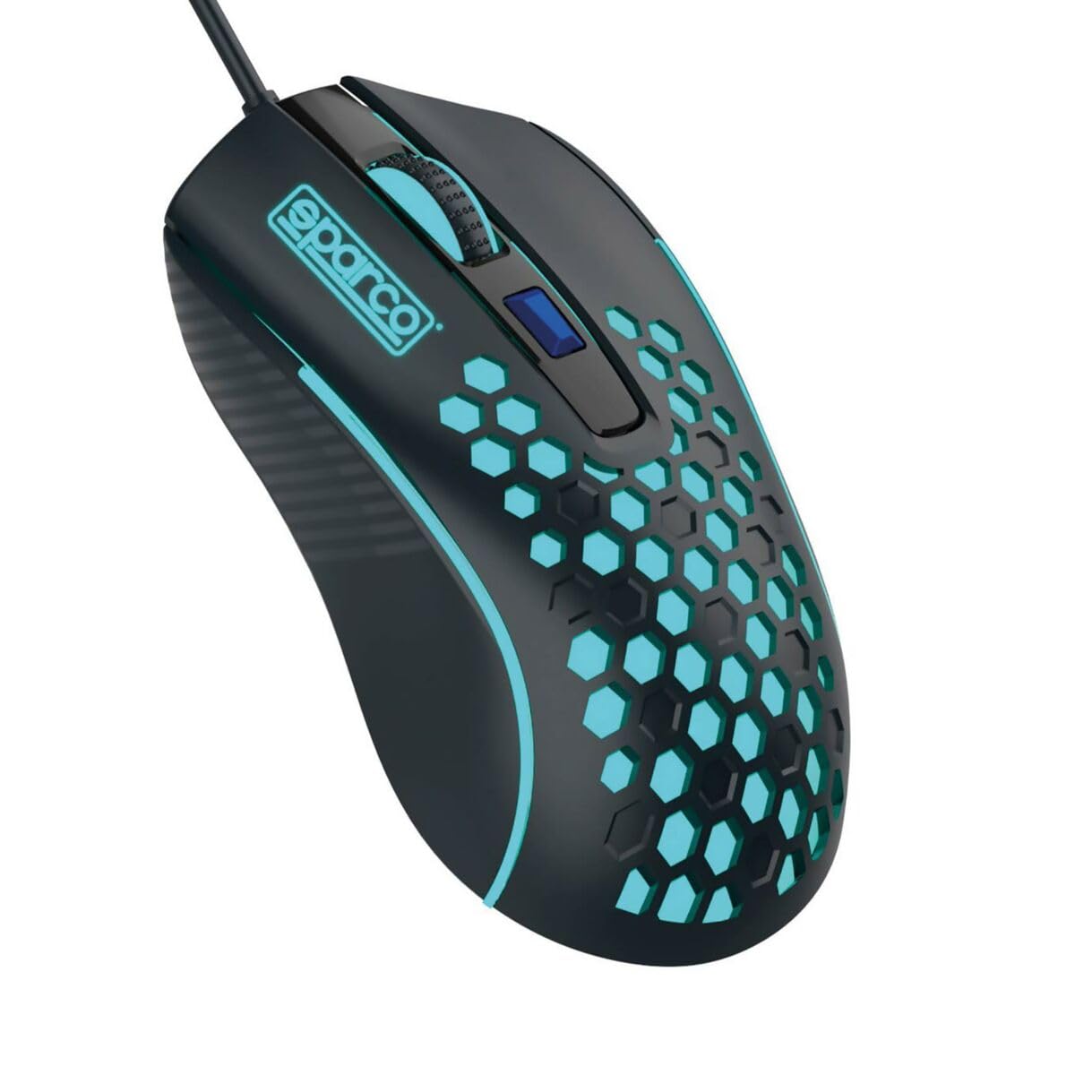 Celly Hive, Mouse con Filo Ergonomico Linea Sparco, Design Alveolare, Click Silenzioso, Luci LED Rainbow, DPI Regolabili, Installazione Facile Plug&Play con Porta USB-A