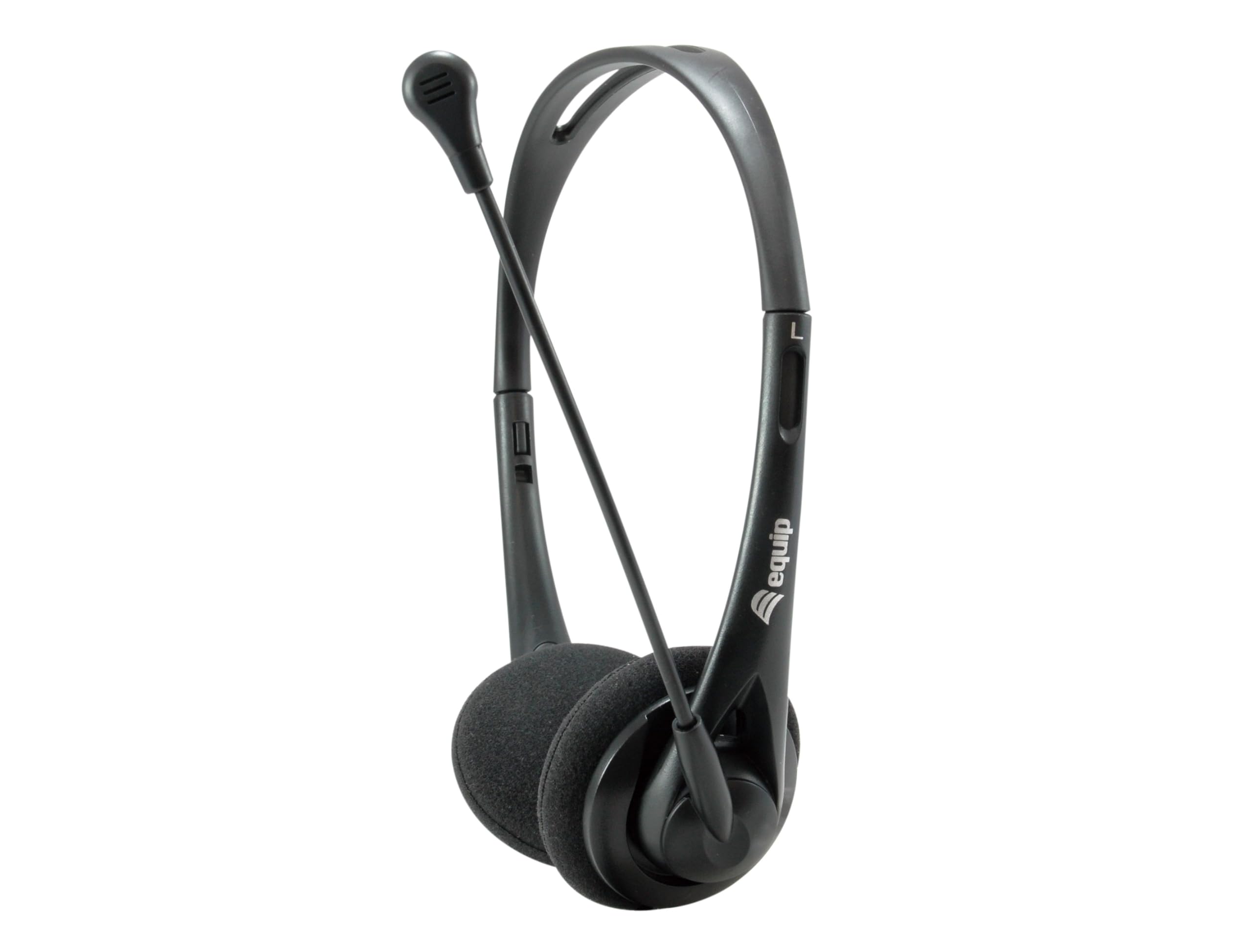 Equip - Headset Life Conexion Jack 3.5mm - Microfono flexible - Control de volumen - Incluye adaptador 1 a 2 Jacks 3.5mm - Negro