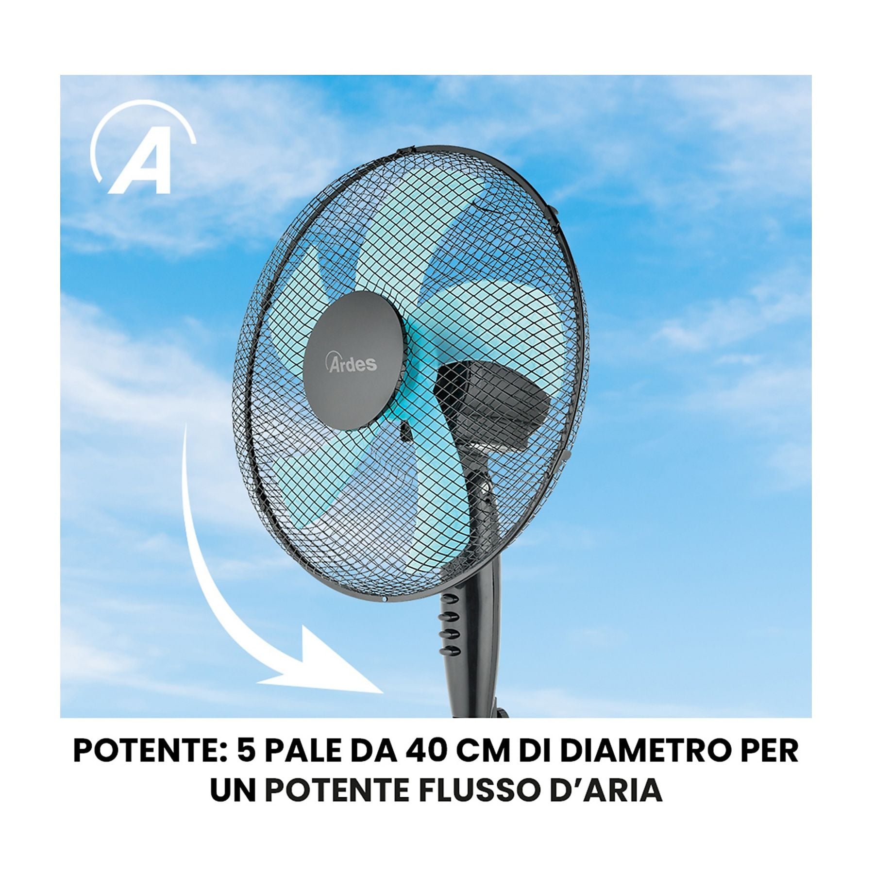 VENTILATORE A PIANTANA 40 CM ARDES 3 VELOCITA