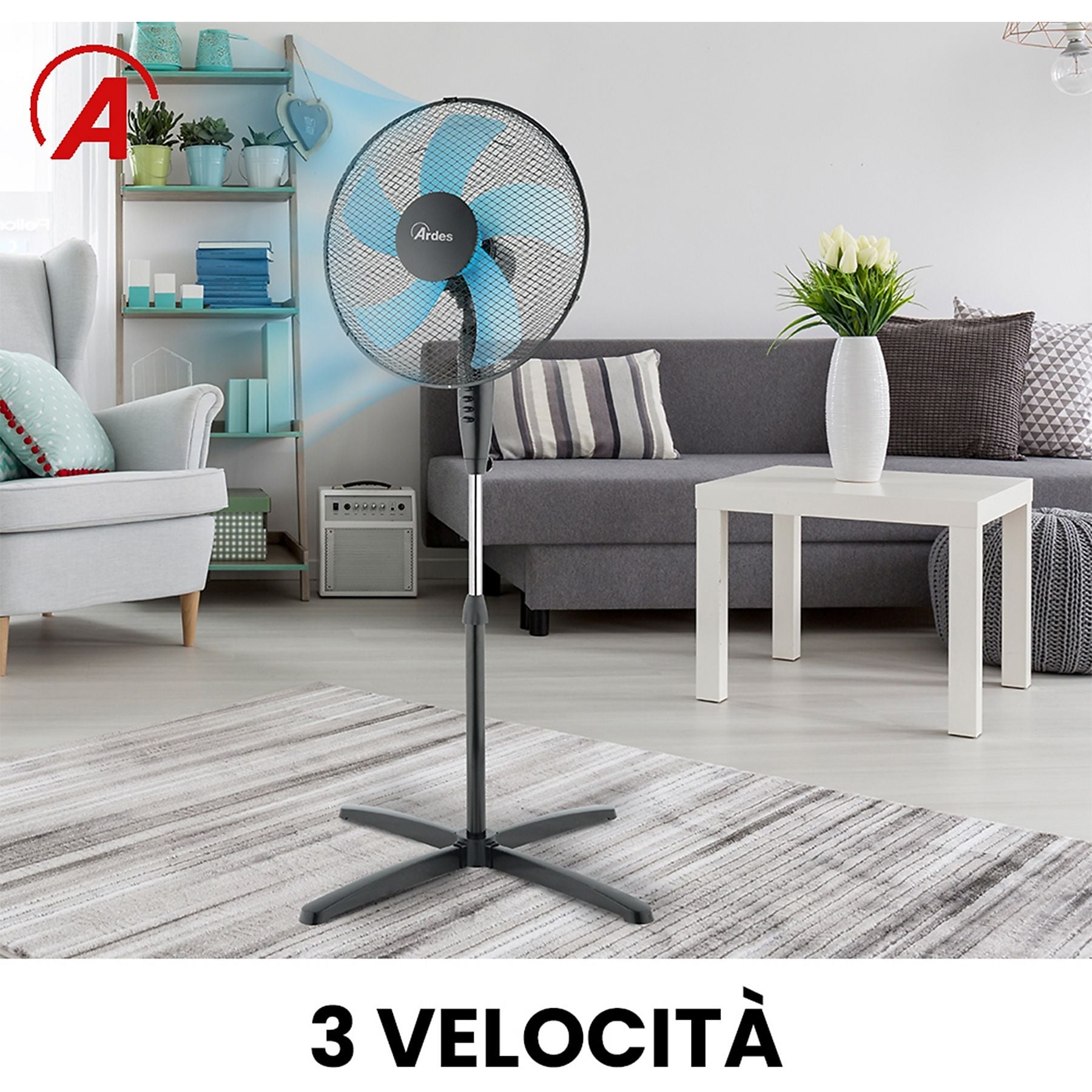 VENTILATORE A PIANTANA 40 CM ARDES 3 VELOCITA