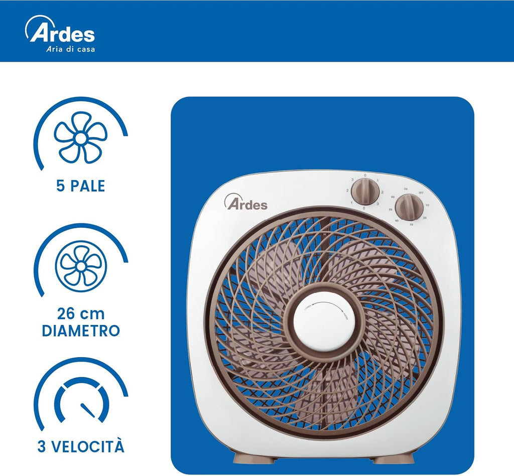Ventilatore da tavolo Ardes Box Floor 6 pale Ø 26 cm bianco