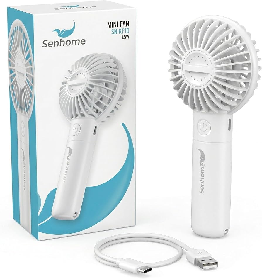 Ventilatore Portatile Ricaricabile - Vano Aromaterapia con Cartuccia in Cotone per Oli Essenziali - 3 Velocità