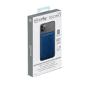 Porta carte magnetico per il retro degli smartphone materiale pelle sintetica colore blu