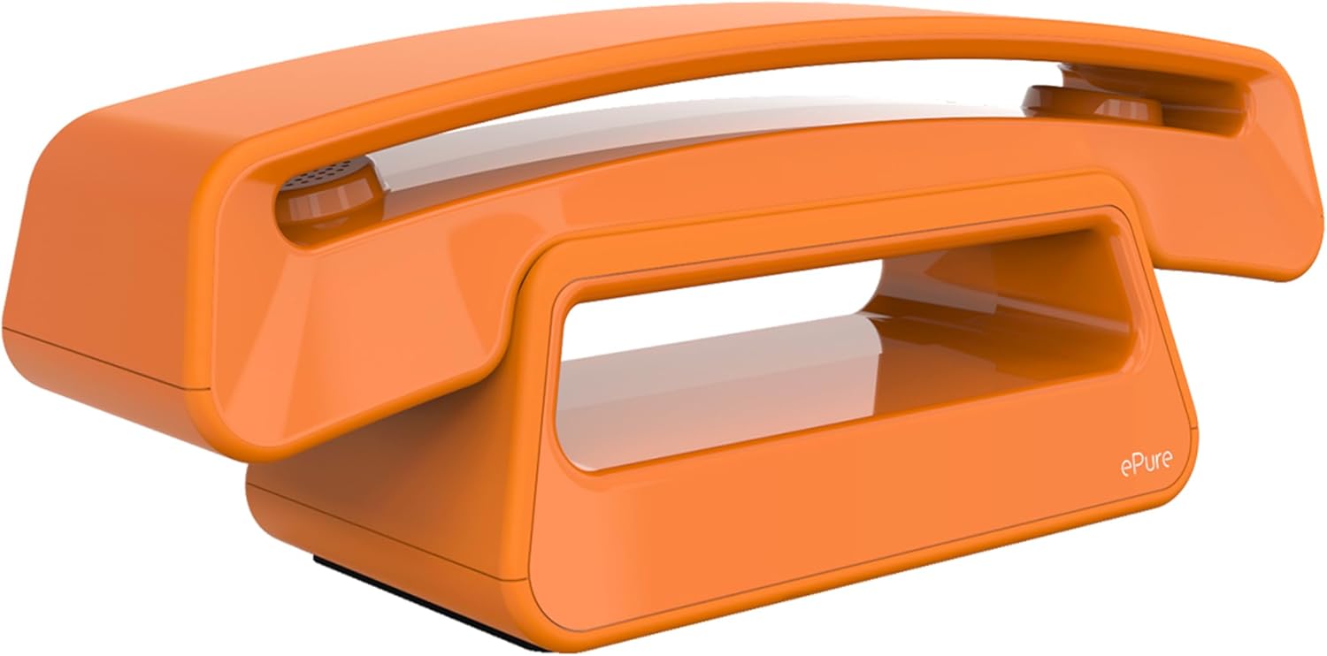 ALCATEL ePure Iconic - Telefono fisso cordless DECT - Design vintage - Grande display grafico ad alta leggibilità - Vivavoce - Funzione blocco chiamate - Arancione