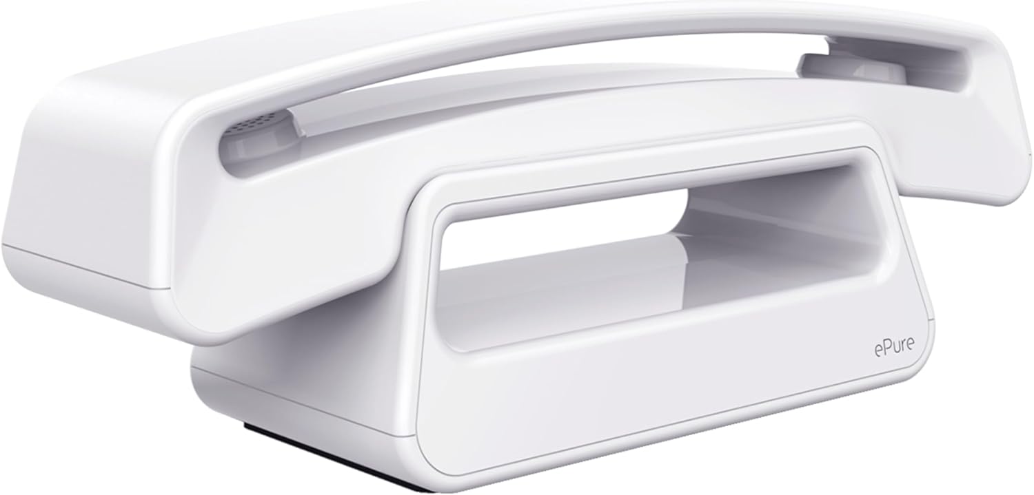 ALCATEL ePure Iconic - Telefono fisso cordless DECT - Design vintage - Grande display grafico ad alta leggibilità - Vivavoce - Funzione blocco chiamate - Bianco