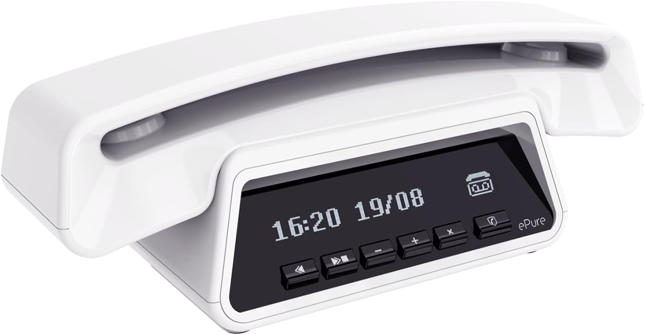 ALCATEL ePure Premium - Telefono fisso cordless DECT con segreteria - Design vintage - Base con display smart - Grande display grafico - Vivavoce - Funzione blocco chiamate - Bianco