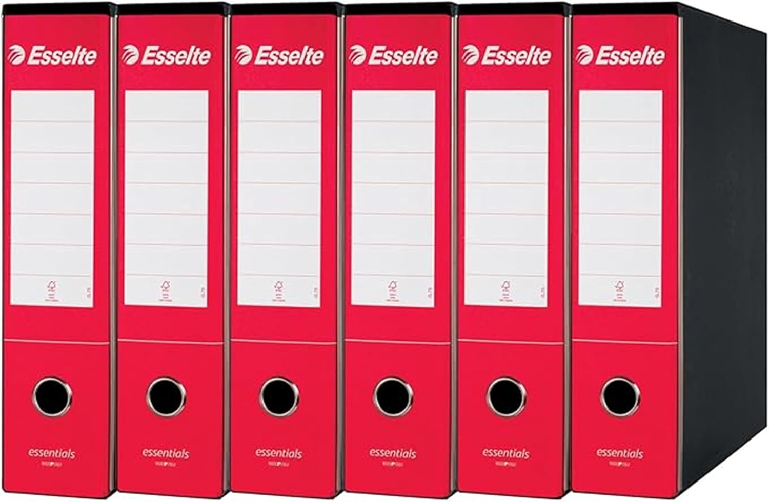 Esselte ESSENTIALS G73 Registratore con Custodia, Meccanismo a Leva e Dorso da 8 cm, Rosso, Conf.da 6 pezzi, 390773160