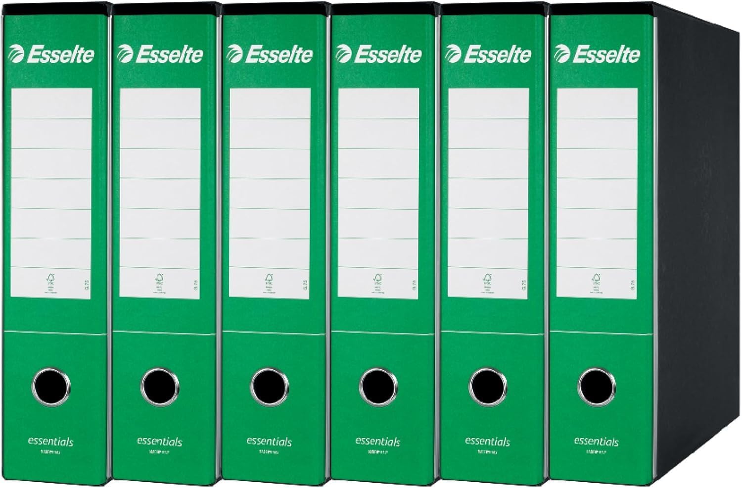 Esselte ESSENTIALS G73 Registratore con Custodia,Meccanismo a Leva, Dorso da 8 cm, Verde, Conf.da 6 pezzi, 390773180