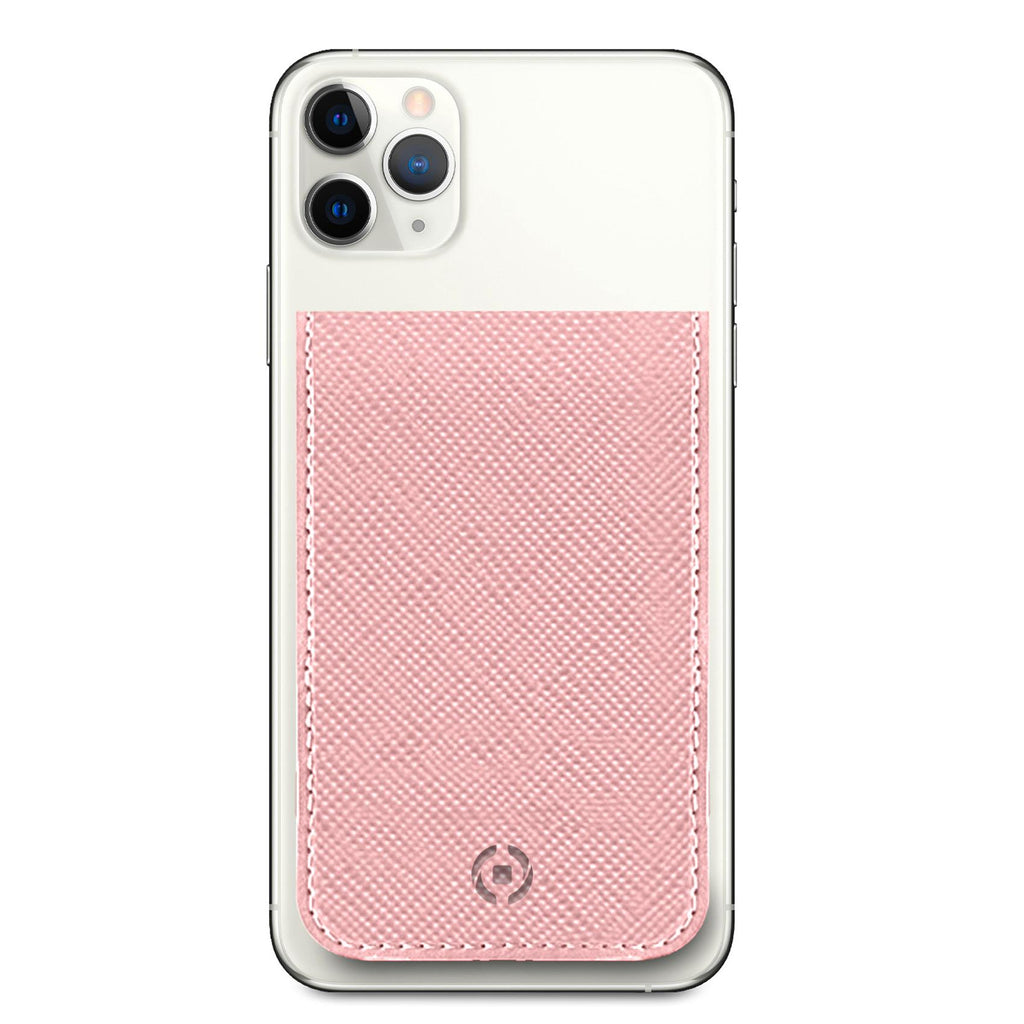 Porta carte magnetico per il retro degli smartphone materiale pelle sintetica colore rosa