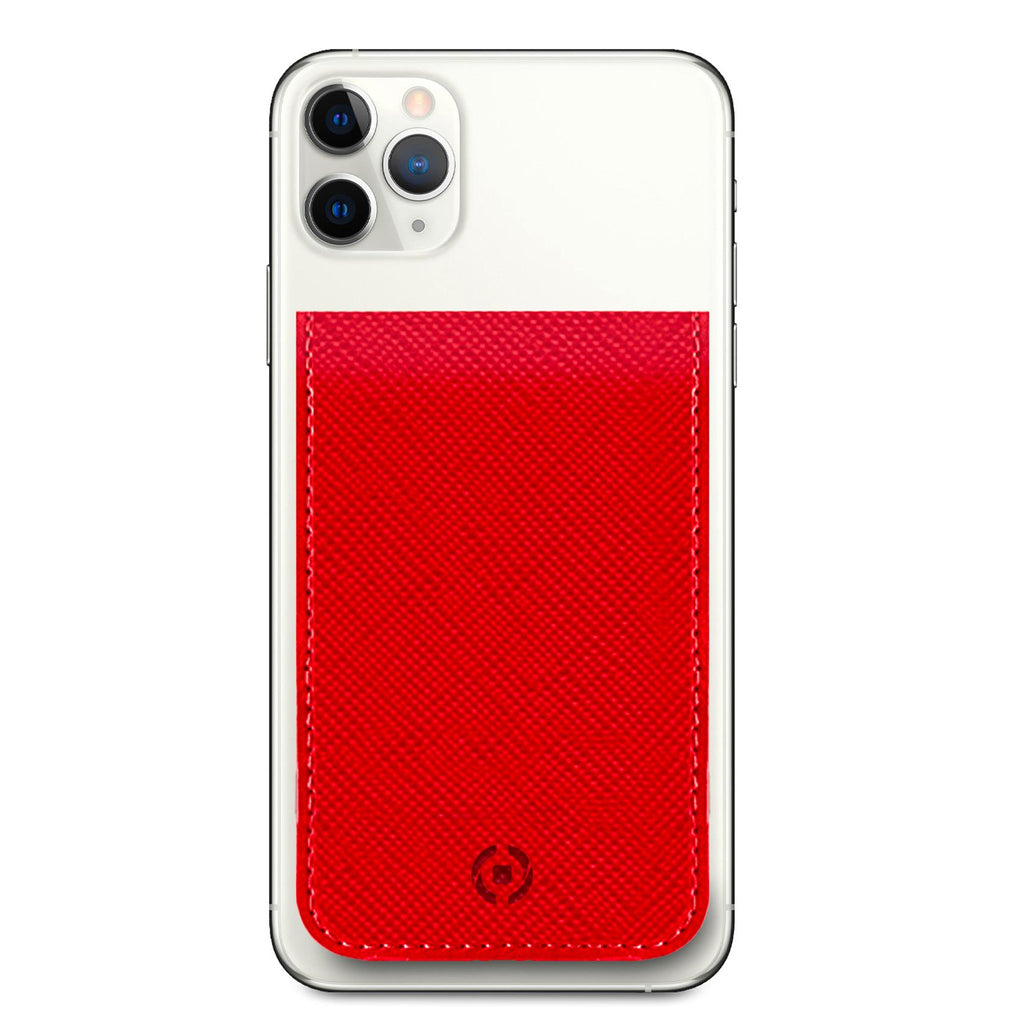 Porta carte magnetico per il retro degli smartphone materiale pelle sintetica colore rosso