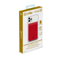 Porta carte magnetico per il retro degli smartphone materiale pelle sintetica colore rosso